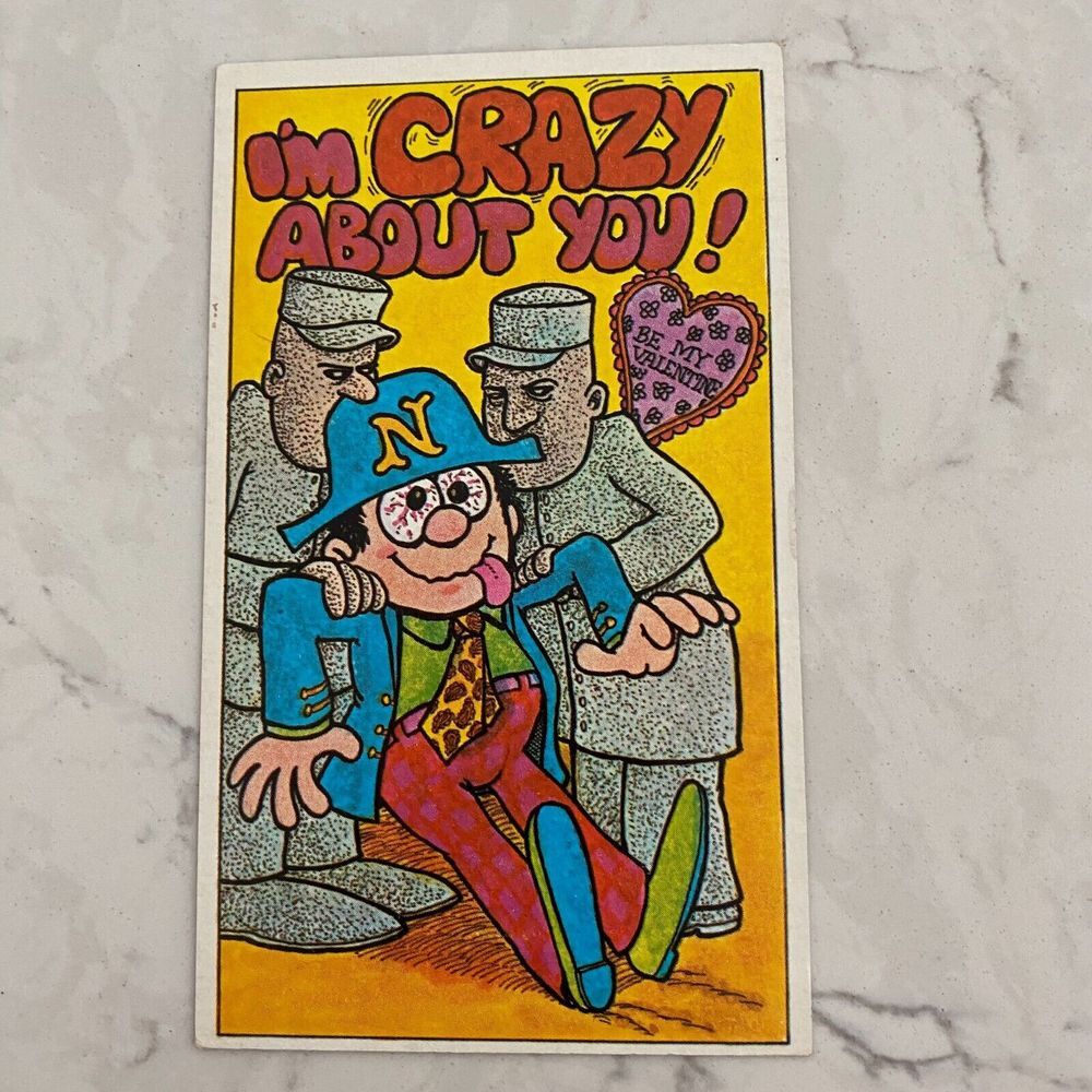 Vintage I'm Crazy About You! Valentine's Day Postcard Junk Journal Ephemera #21